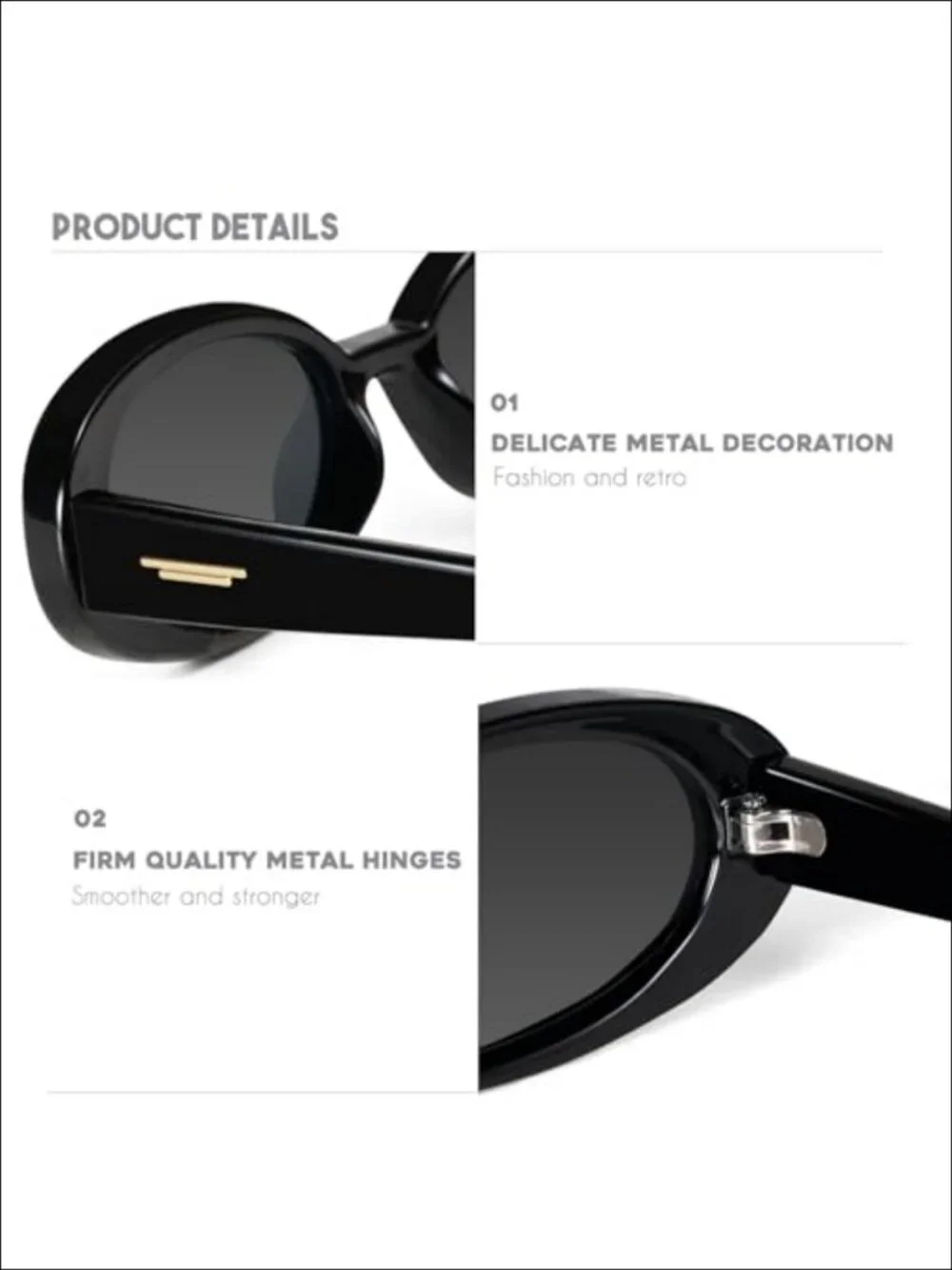 Oval Sunglasses Retro Thick Frame Full-Frame UV Protection